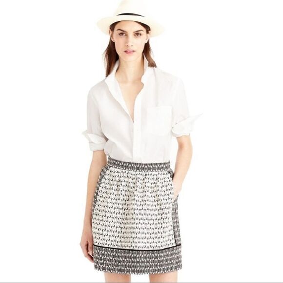J Crew Textured Multi Print White and Black Skirt - Picture 1 of 8